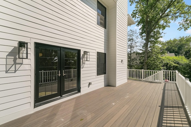 wooden terrace with french doors