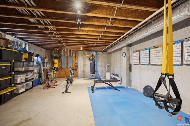 workout room with electric panel