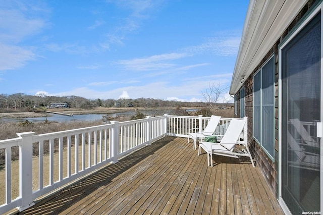 deck with a water view