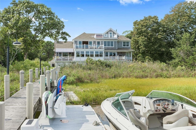 dock area with a balcony