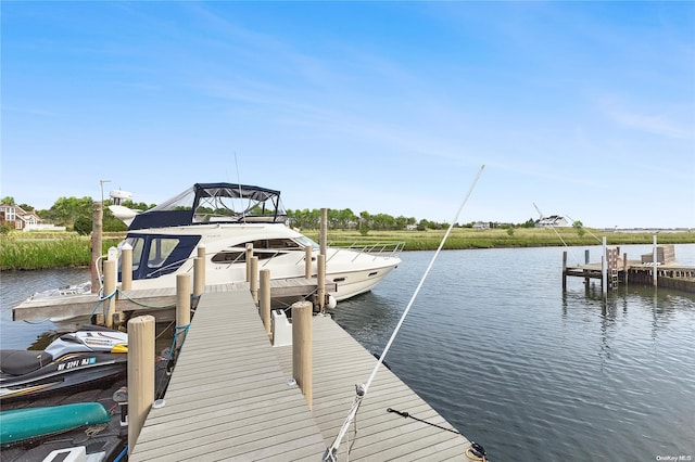 view of dock featuring a water view