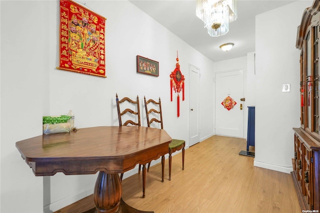 dining area with light wood-type flooring