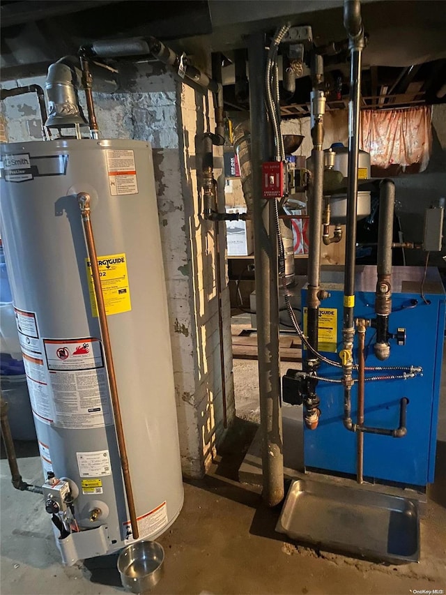 utilities with water heater and a heating unit