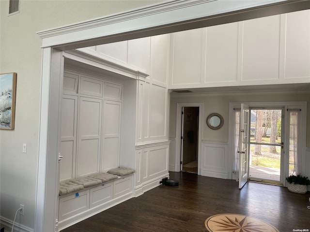 mudroom featuring dark hardwood / wood-style flooring