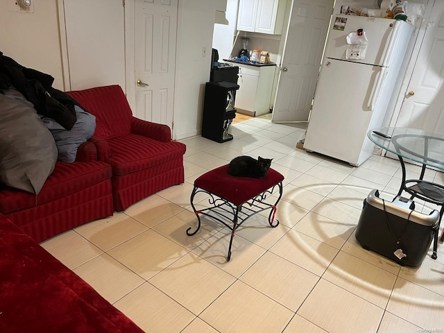 living room featuring light tile patterned flooring