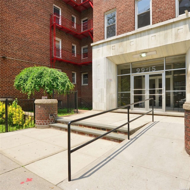 property entrance with french doors