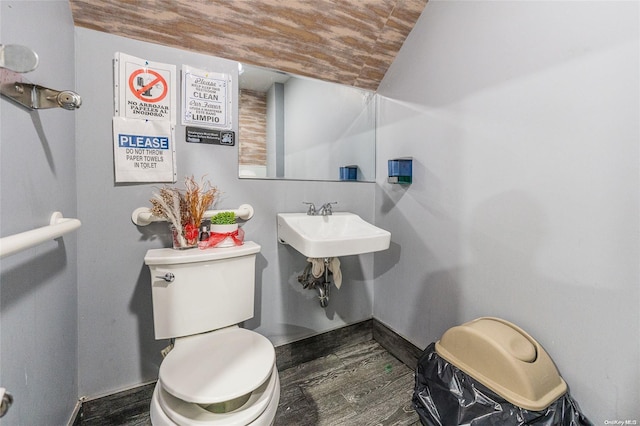 bathroom featuring hardwood / wood-style floors and toilet