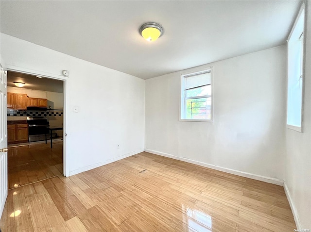 spare room with light hardwood / wood-style flooring