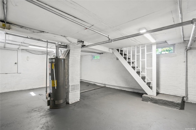 basement with water heater