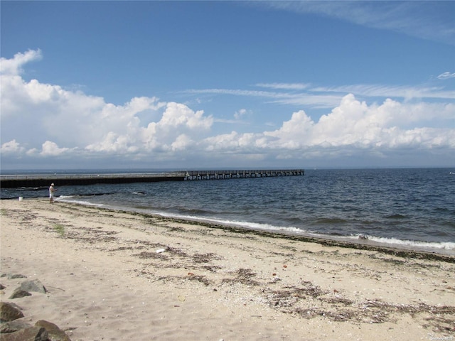 view of water feature with a view of the beach