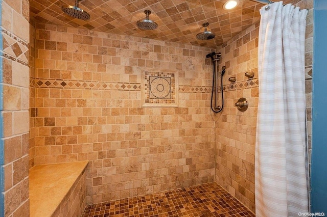 bathroom featuring a shower with curtain