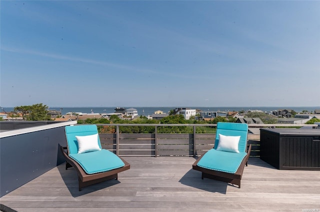 deck with a water view