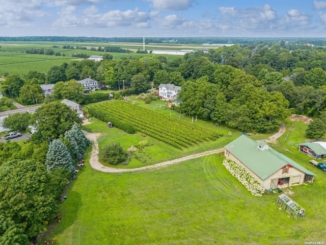 birds eye view of property featuring a rural view