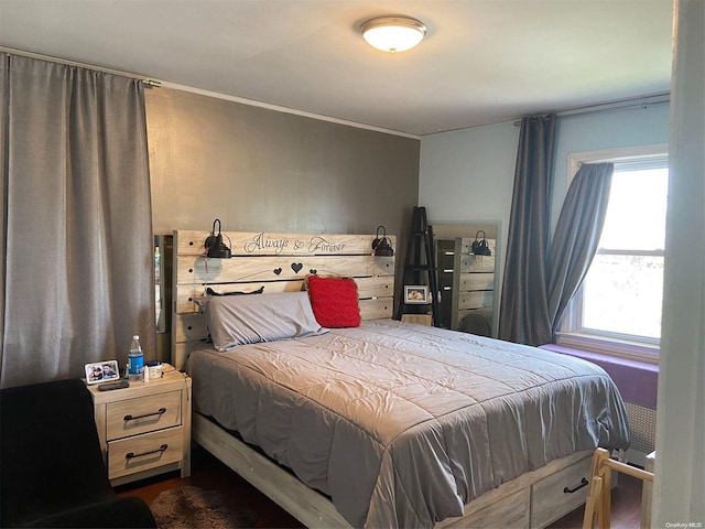 bedroom featuring dark wood-type flooring