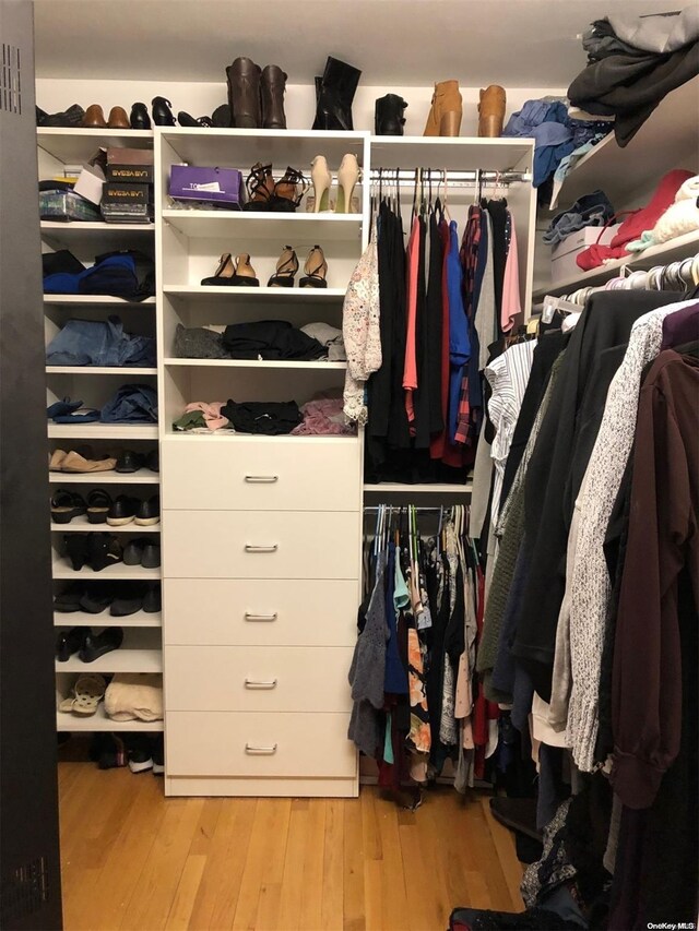 walk in closet featuring hardwood / wood-style floors