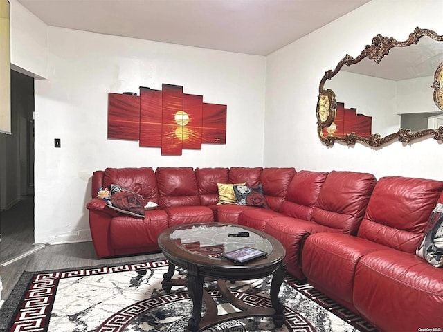 living room with hardwood / wood-style floors