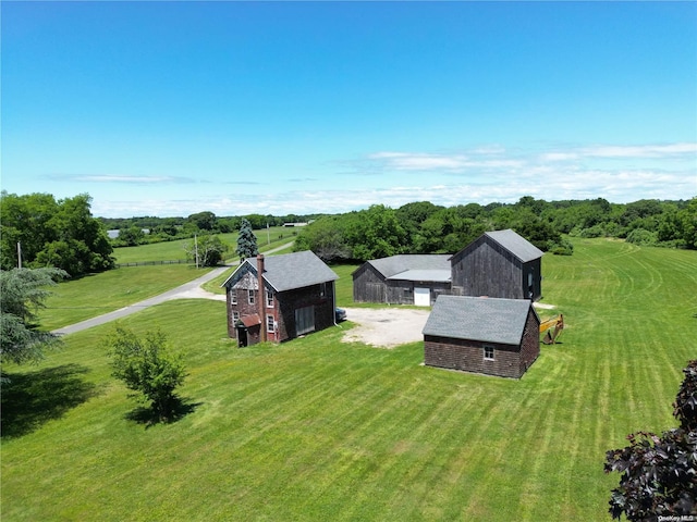 drone / aerial view with a rural view