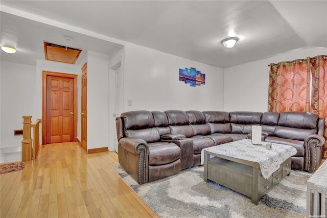 living room with light wood-type flooring