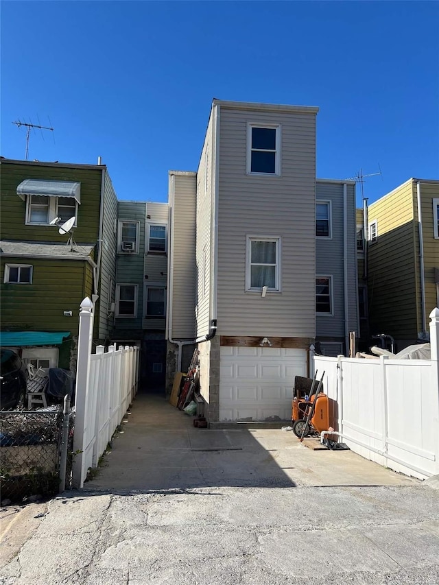 exterior space featuring a garage