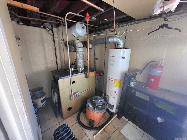 utility room with water heater