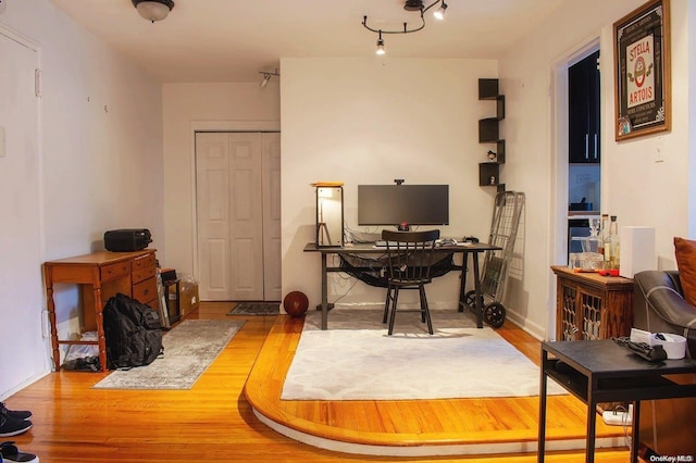 office space featuring wood-type flooring