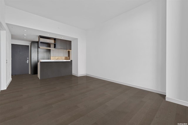 unfurnished living room featuring dark hardwood / wood-style floors