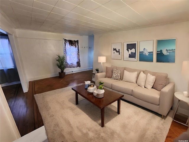 living room with hardwood / wood-style flooring