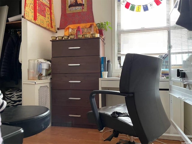 office with light hardwood / wood-style flooring