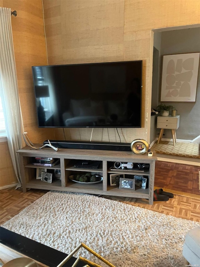 interior details featuring parquet floors