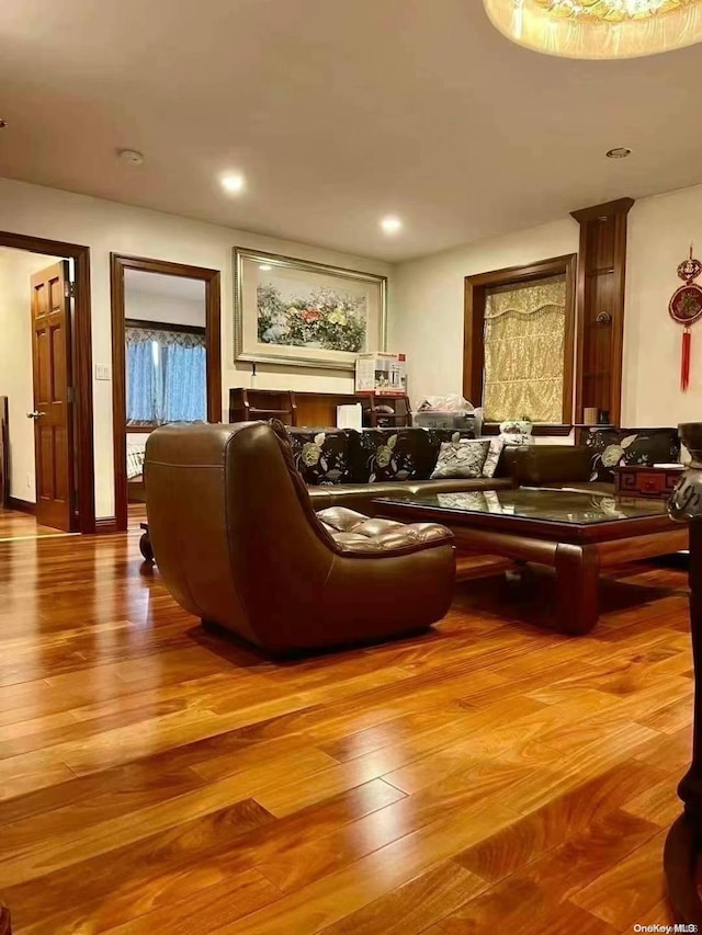 living room featuring light hardwood / wood-style floors