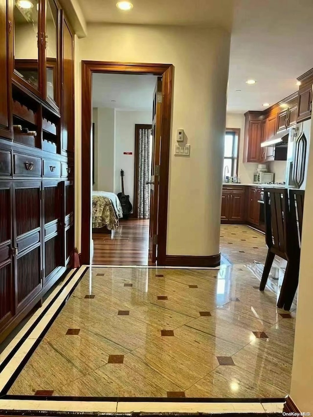 interior space with light hardwood / wood-style floors