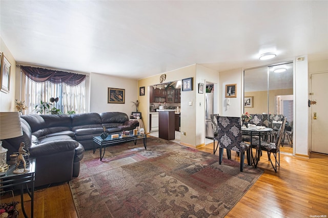 living room with hardwood / wood-style flooring