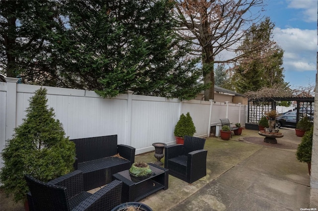 view of patio featuring an outdoor hangout area