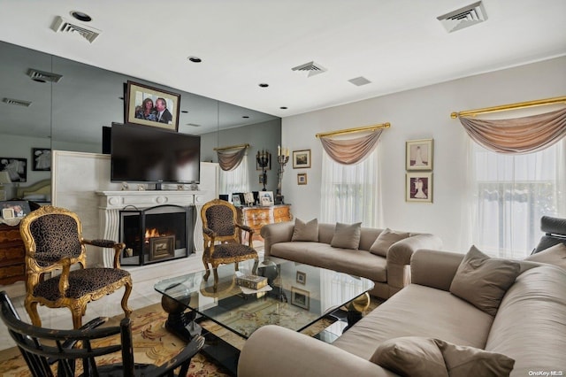 living room featuring plenty of natural light