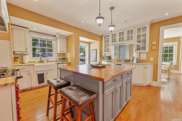 kitchen featuring a healthy amount of sunlight, light hardwood / wood-style floors, sink, and appliances with stainless steel finishes