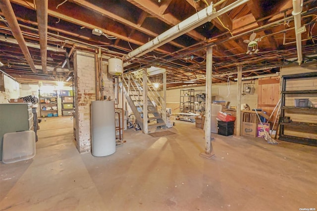 basement with gas water heater