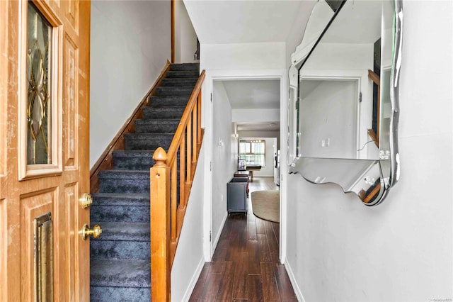 entrance foyer featuring dark hardwood / wood-style floors