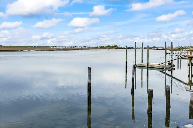 dock area featuring a water view