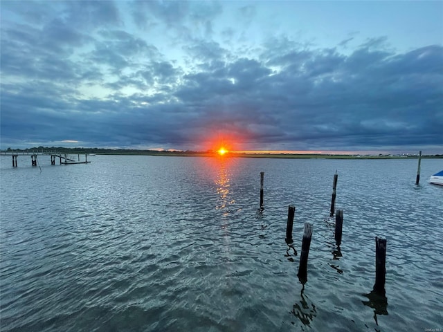 view of dock featuring a water view