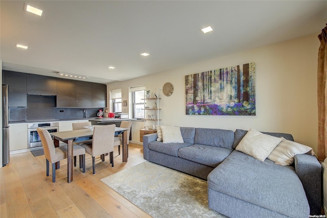 living room with light wood-type flooring