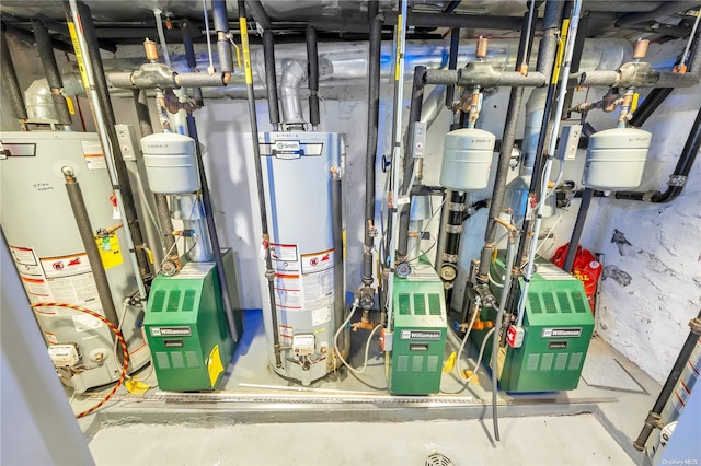 utility room with gas water heater