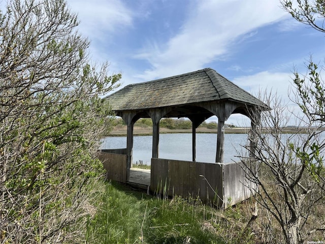 dock area featuring a water view