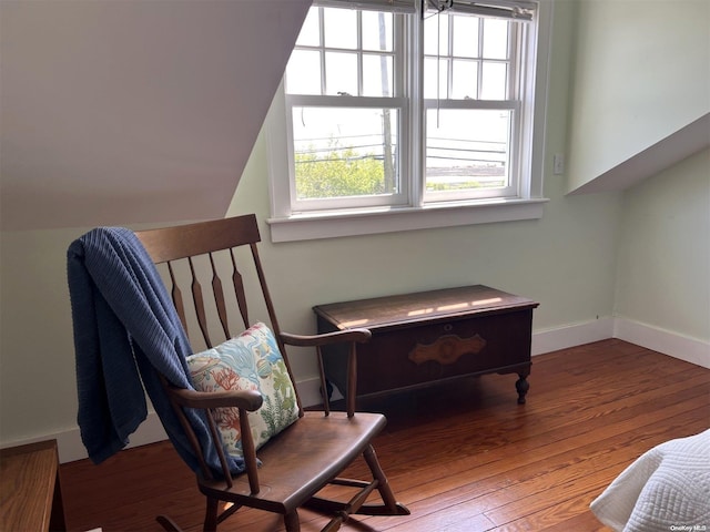 sitting room with hardwood / wood-style floors