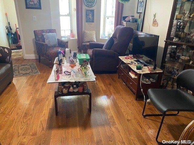 living room with light hardwood / wood-style floors