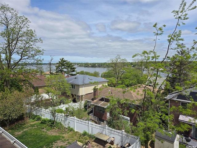 bird's eye view featuring a water view