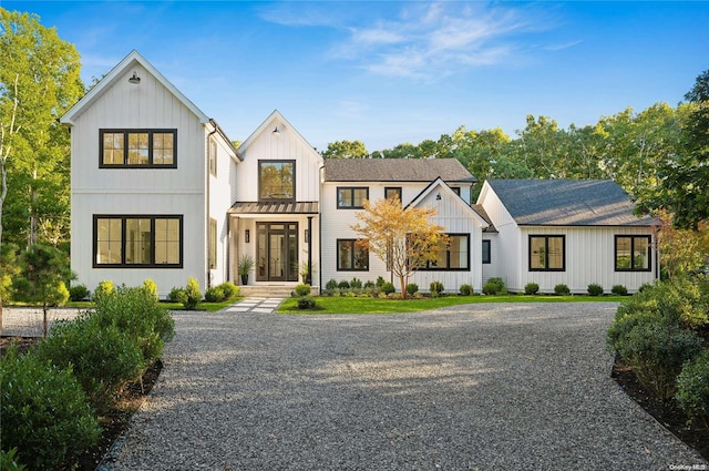 view of modern inspired farmhouse