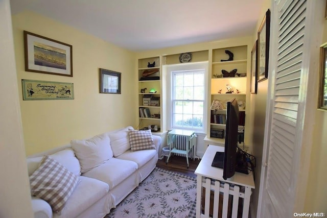 living room with light hardwood / wood-style floors