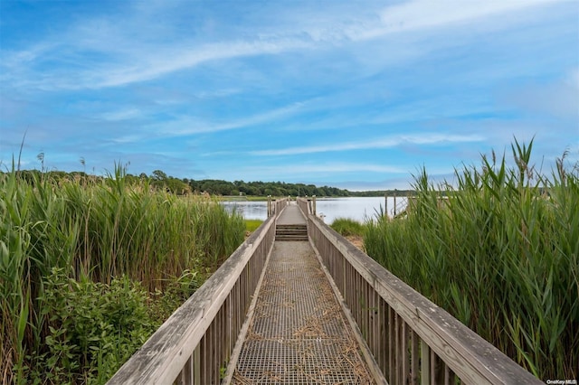 view of dock featuring a water view