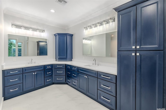 bathroom featuring vanity and crown molding