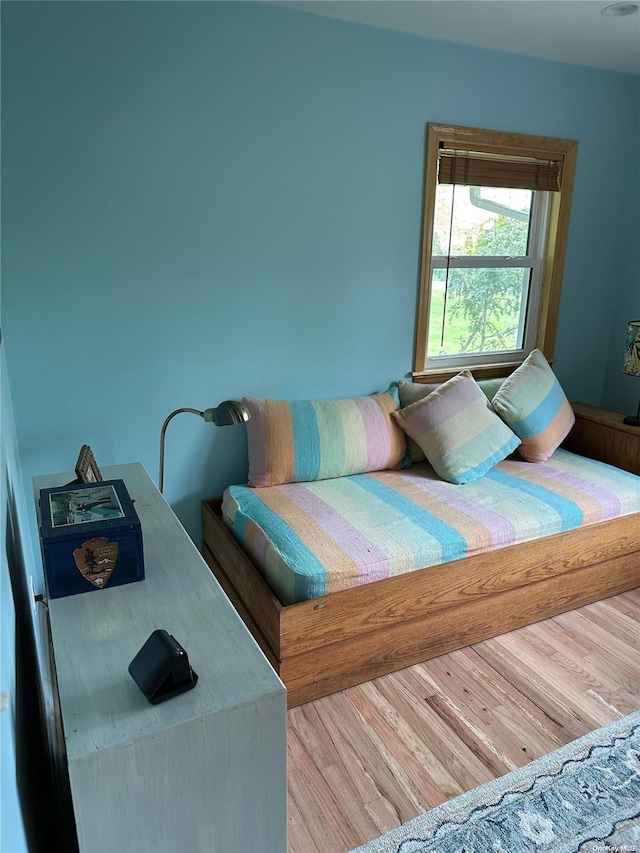 bedroom with hardwood / wood-style floors